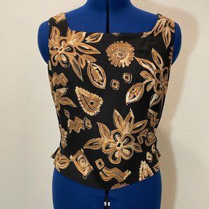 Granite Black and Gold Print Sleeveless Shirt - Size 7/8